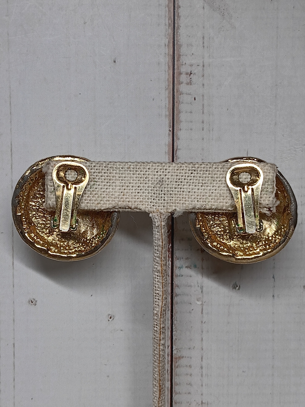 Vintage Gold Spiral Disc Clip-On Earrings - Picture 2 of 5